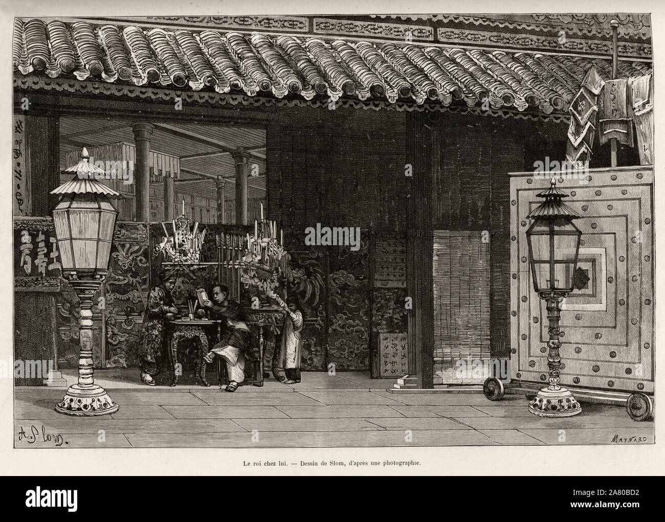 Le Roi Dong Khanh 1864 18 Empereur D Annam Chez Lui Dans La Cite Imperiale De Hue Vietnam Gravure De Thiriat Pour Illustrer Le Recit Trente Stock Photo Alamy