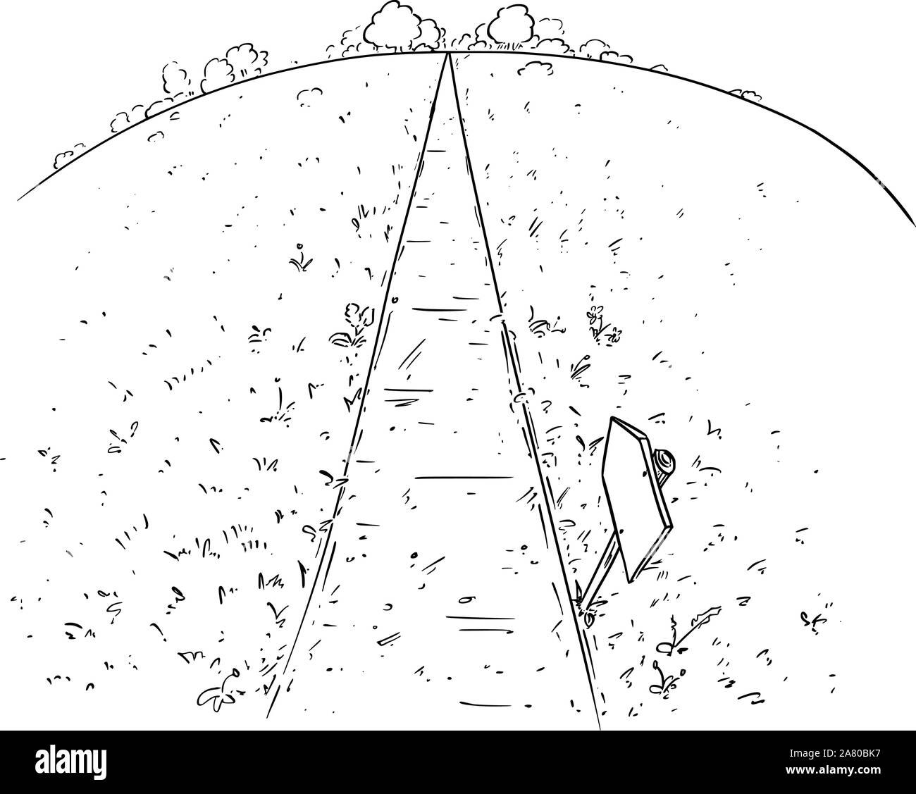 Vector cartoon pen and ink drawing of road or path forward through grass,  meadows and nature. Concept of future and destiny Stock Vector Image & Art  - Alamy