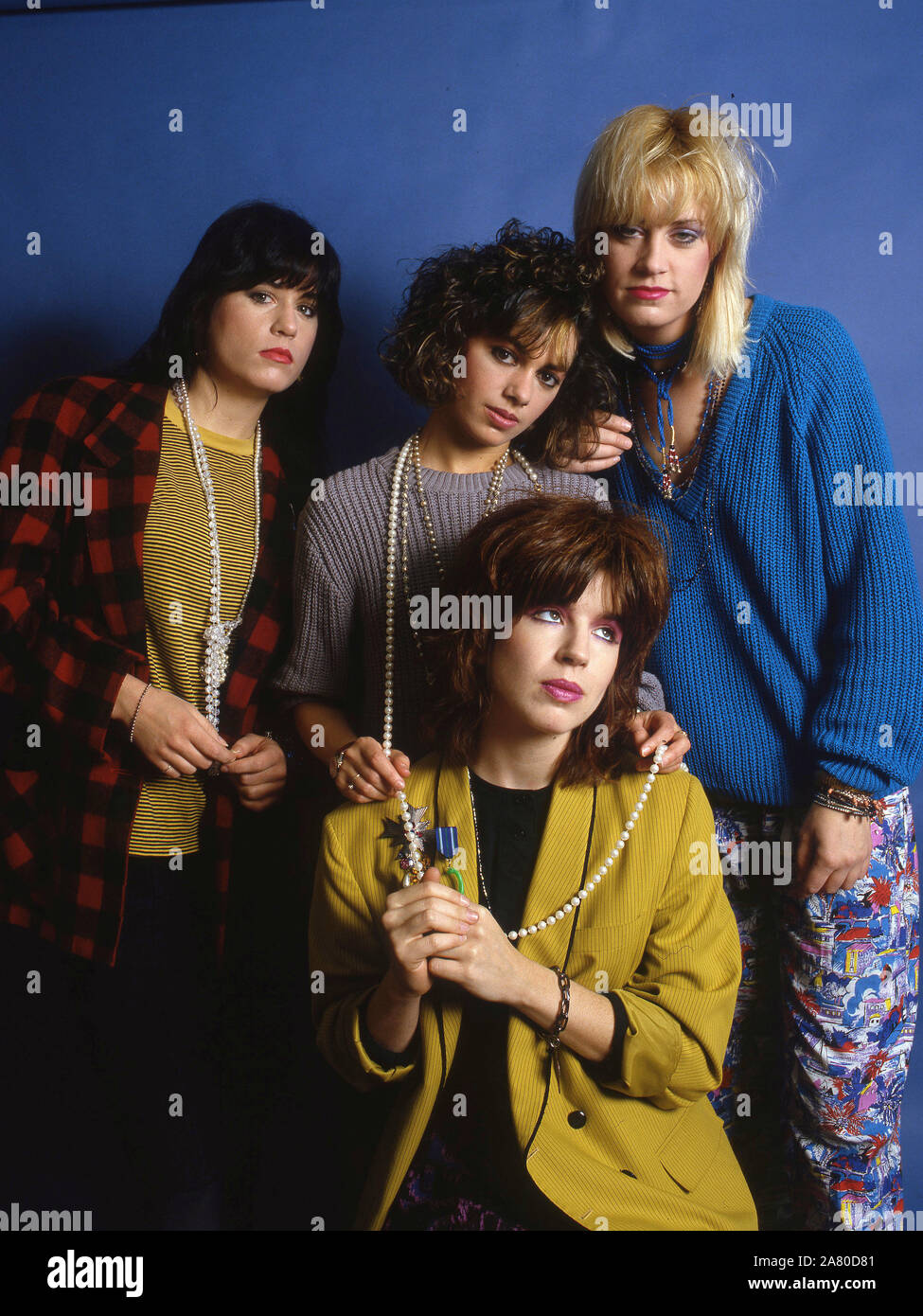 American all woman popgroup The Bangles,from left Vicki Peterson,Susanna Hoffs,Michael Steele and Debbie Peterson Stock Photo