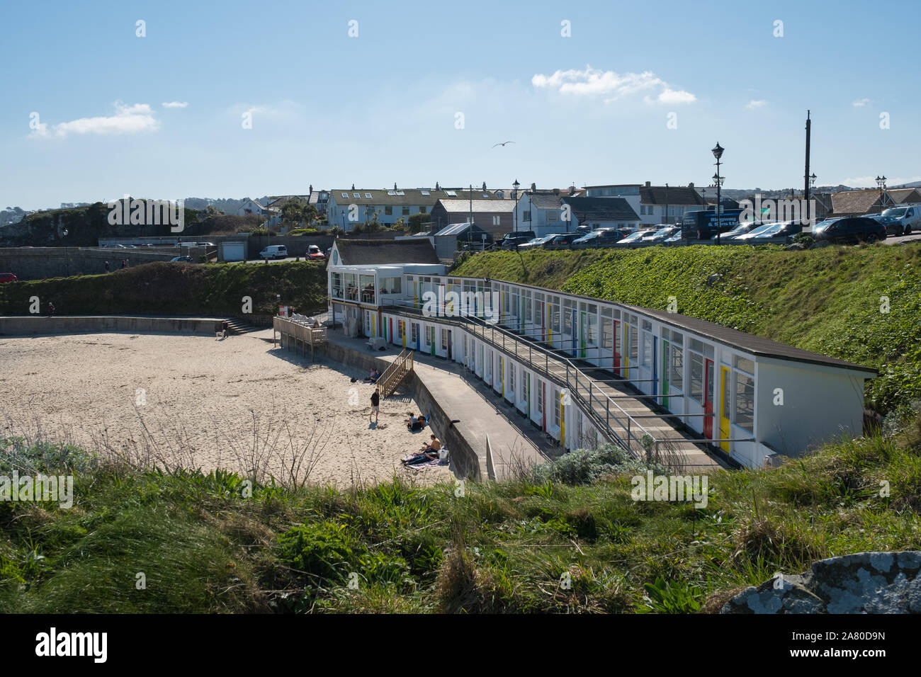 Beach huts on Porthgwidden Beach, St Ives, Cornwall Stock Photo Alamy