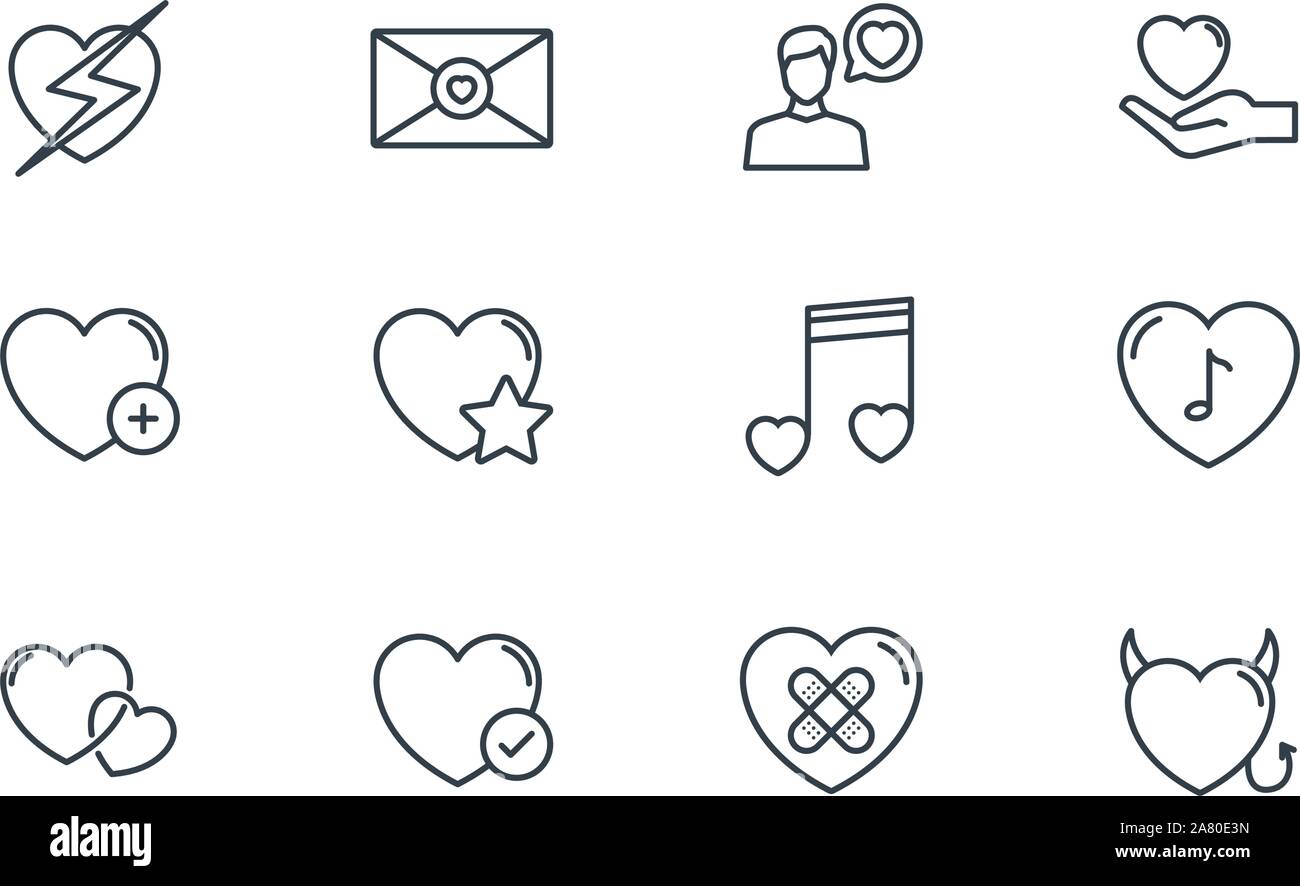 heart love romantic passion icons set vector illustration Stock Vector ...