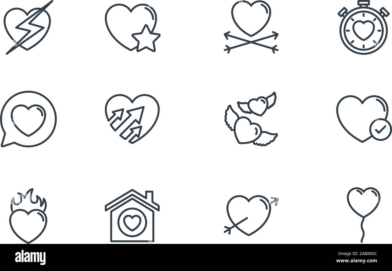 heart love romantic passion icons set vector illustration Stock Vector ...