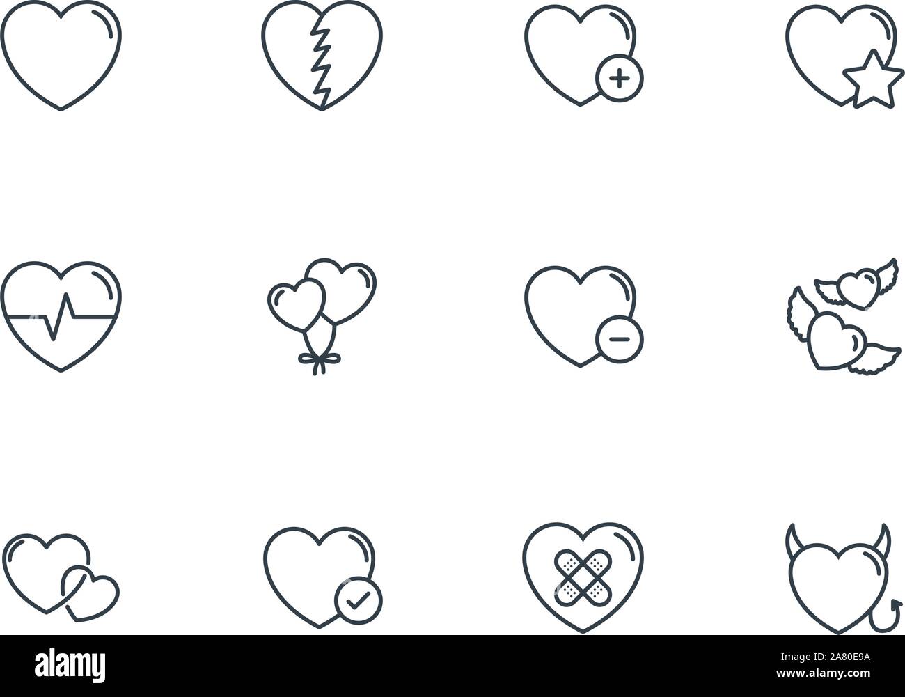 heart love romantic passion icons set vector illustration Stock Vector ...