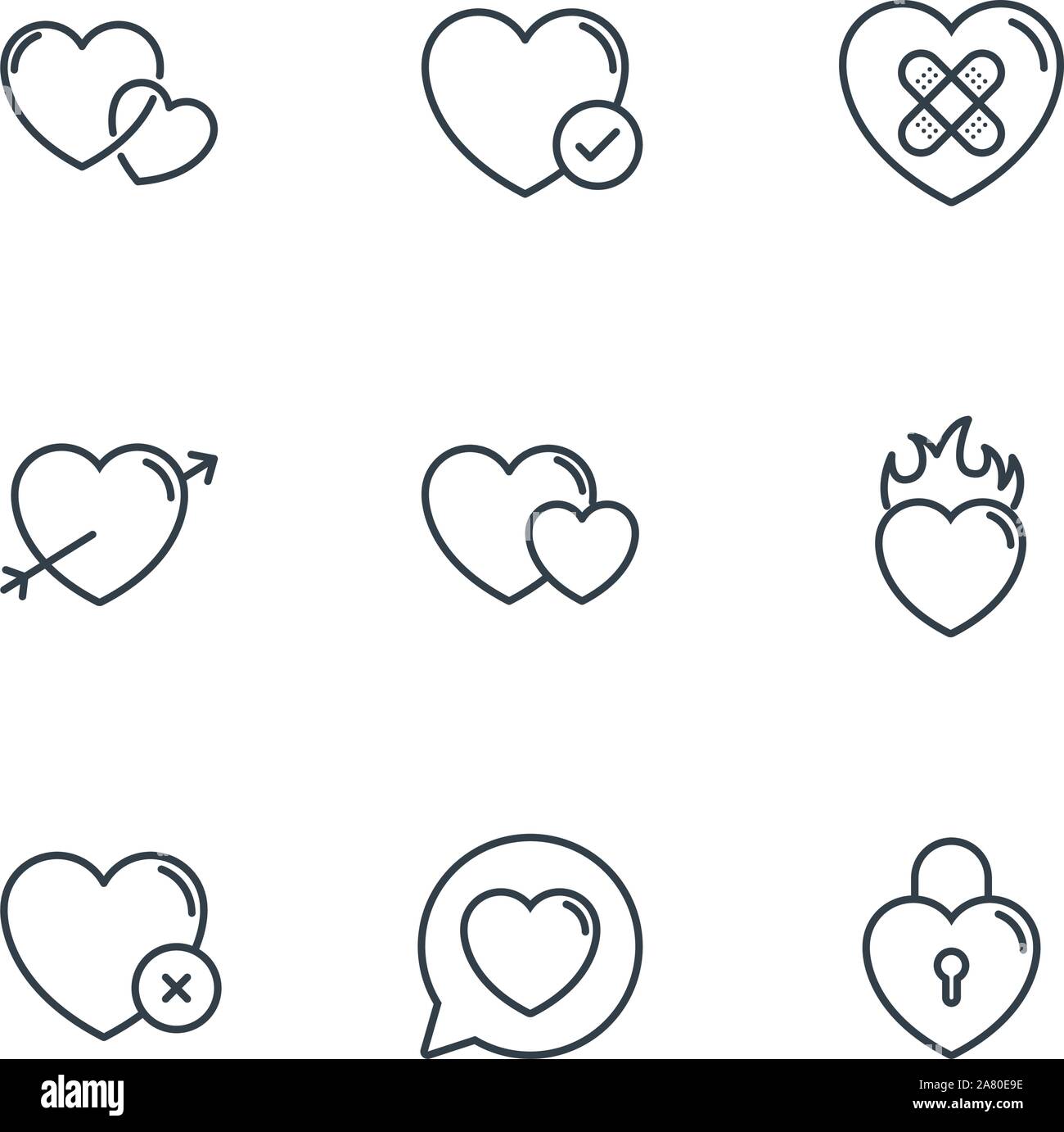 heart love romantic passion icons set vector illustration Stock Vector ...