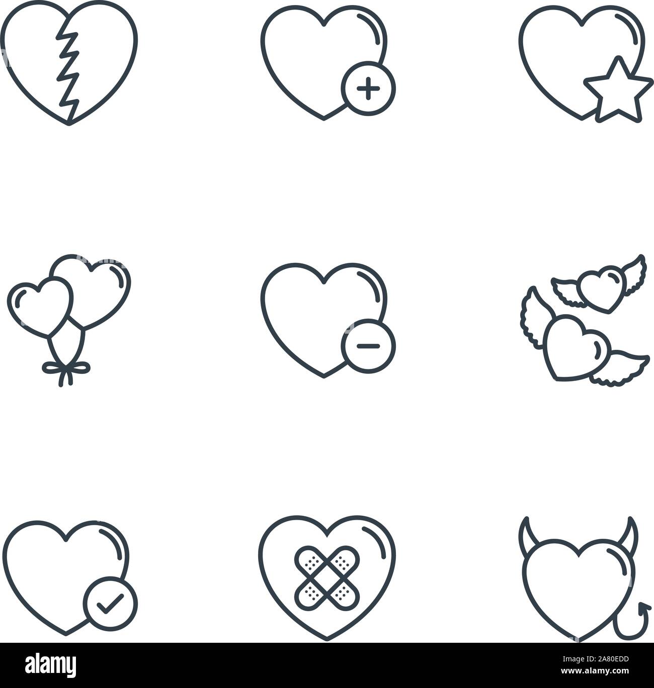 heart love romantic passion icons set vector illustration Stock Vector ...