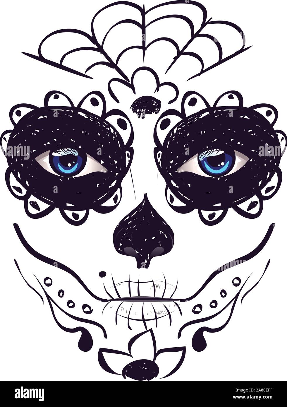 Sugar skull girl face with make up for Day of the Dead (Dia