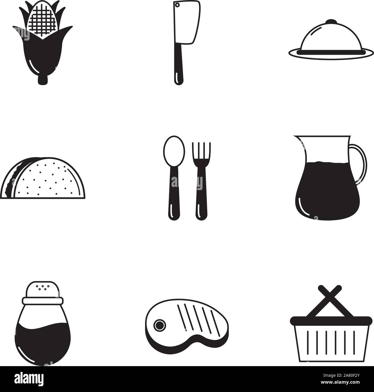 bbq food equipment utensils icons set vector illustration Stock Vector ...