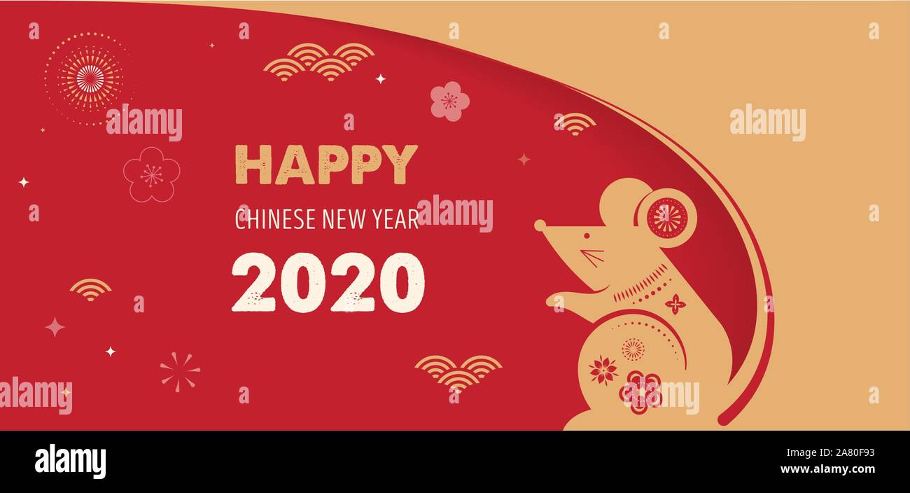 Happy Chinese New Year Design Rat Zodiac Cute Mouse Cartoon Japanese Korean Vietnamese Lunar New Year Vector Illustration And Banner Stock Vector Image Art Alamy