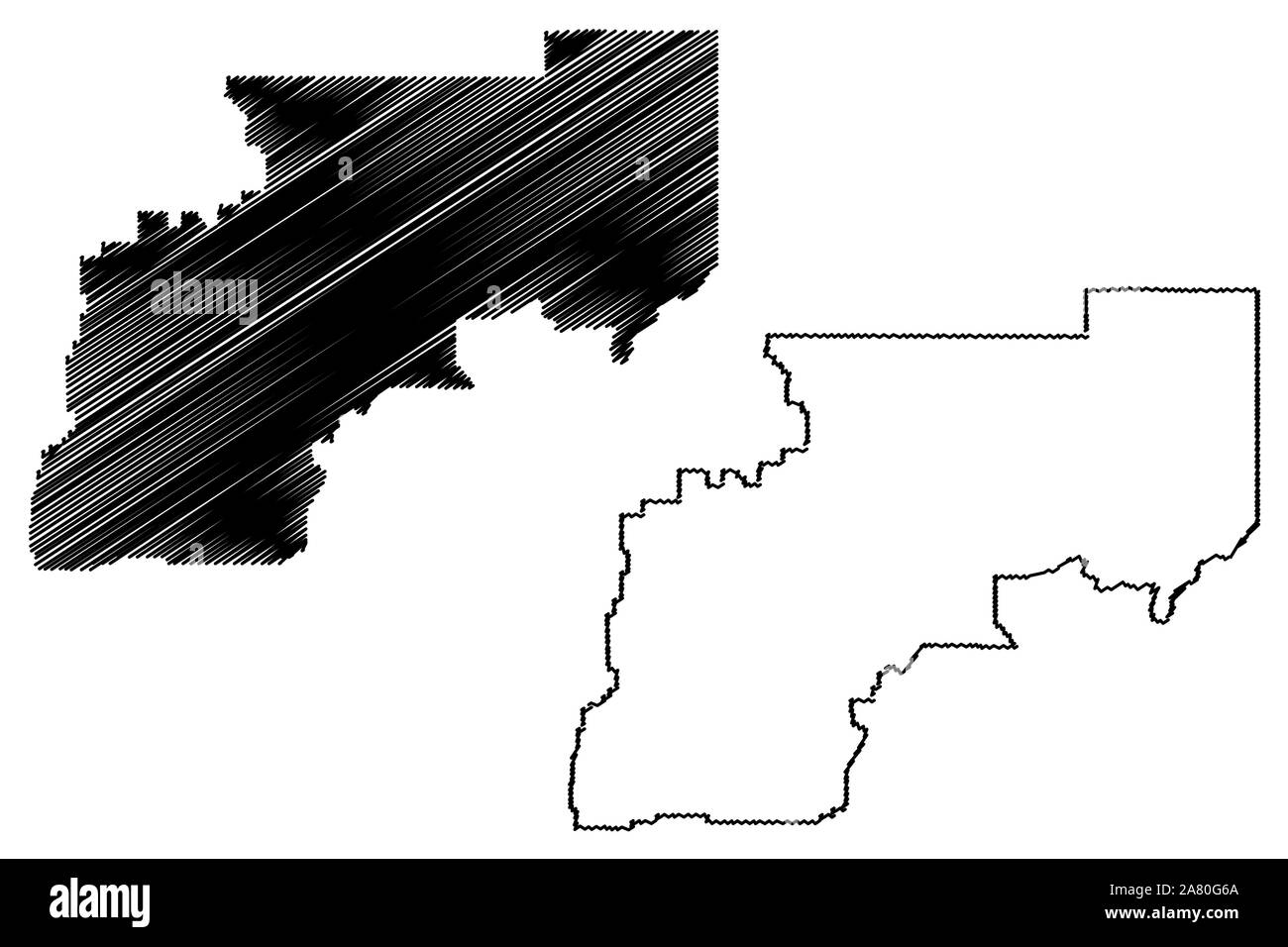 Yukon–Koyukuk Census Area, Alaska (Boroughs and census areas in Alaska, United States of America,USA, U.S., US) map vector illustration, scribble sket Stock Vector