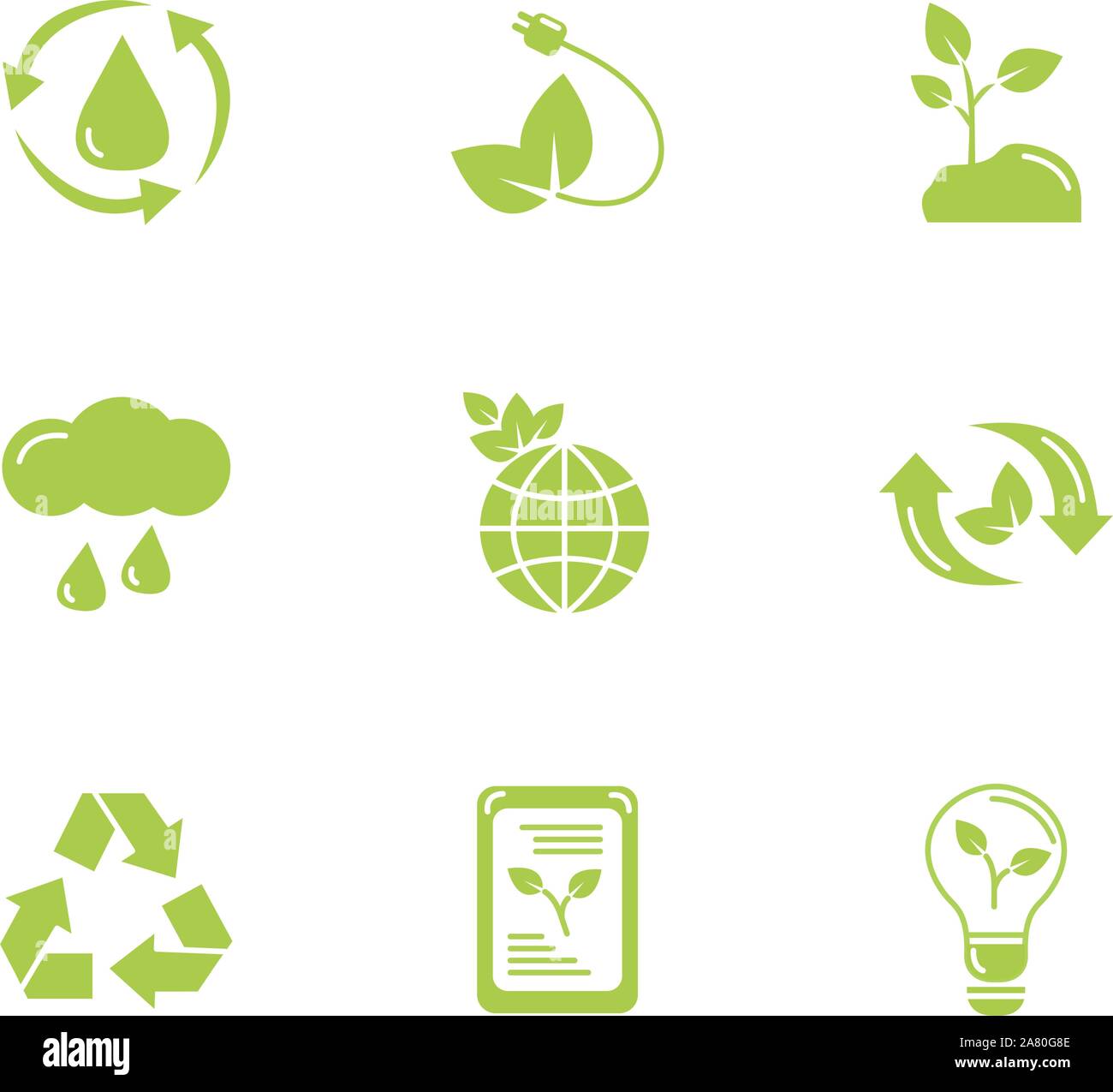 green energy environment icons set flat style vector illustration Stock ...