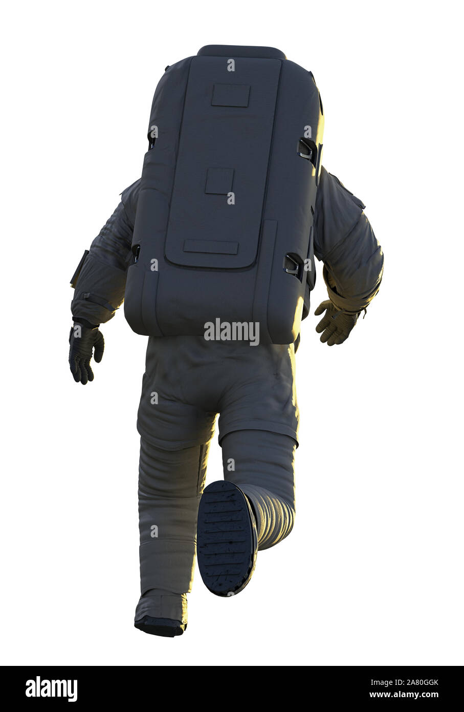 running astronaut from behind, isolated on white background Stock Photo -  Alamy