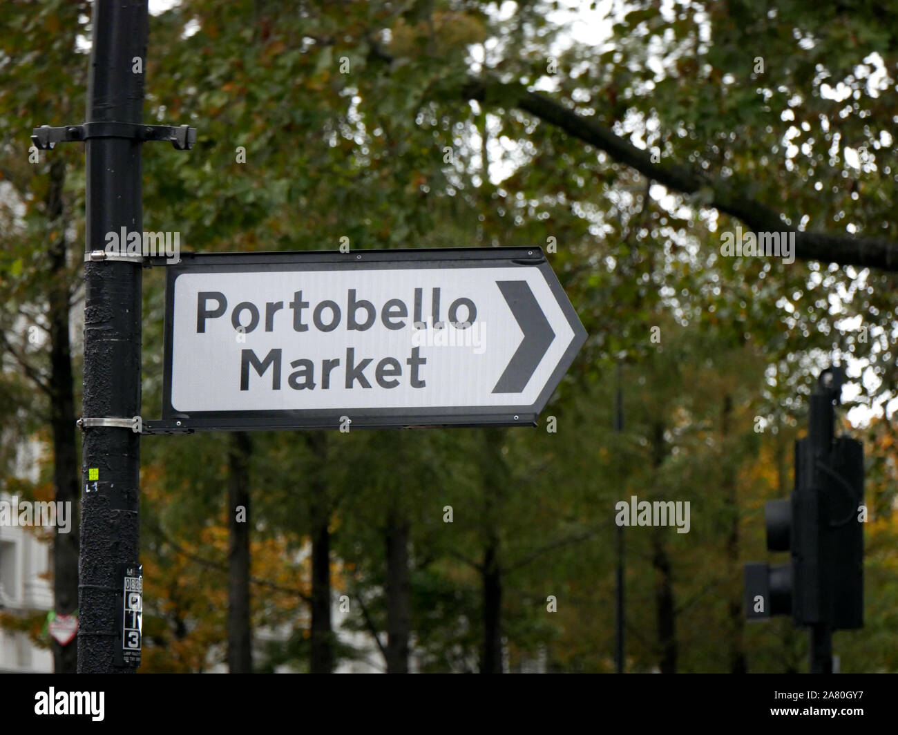 Portobello Market direction sign Stock Photo Alamy