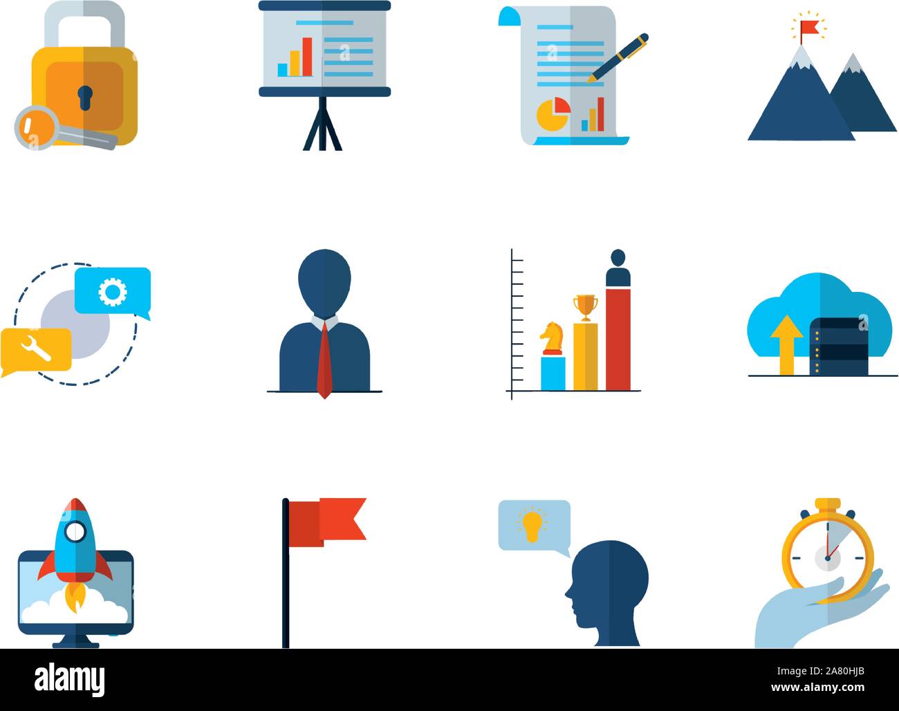 business work success finance icons set vector illustration Stock ...