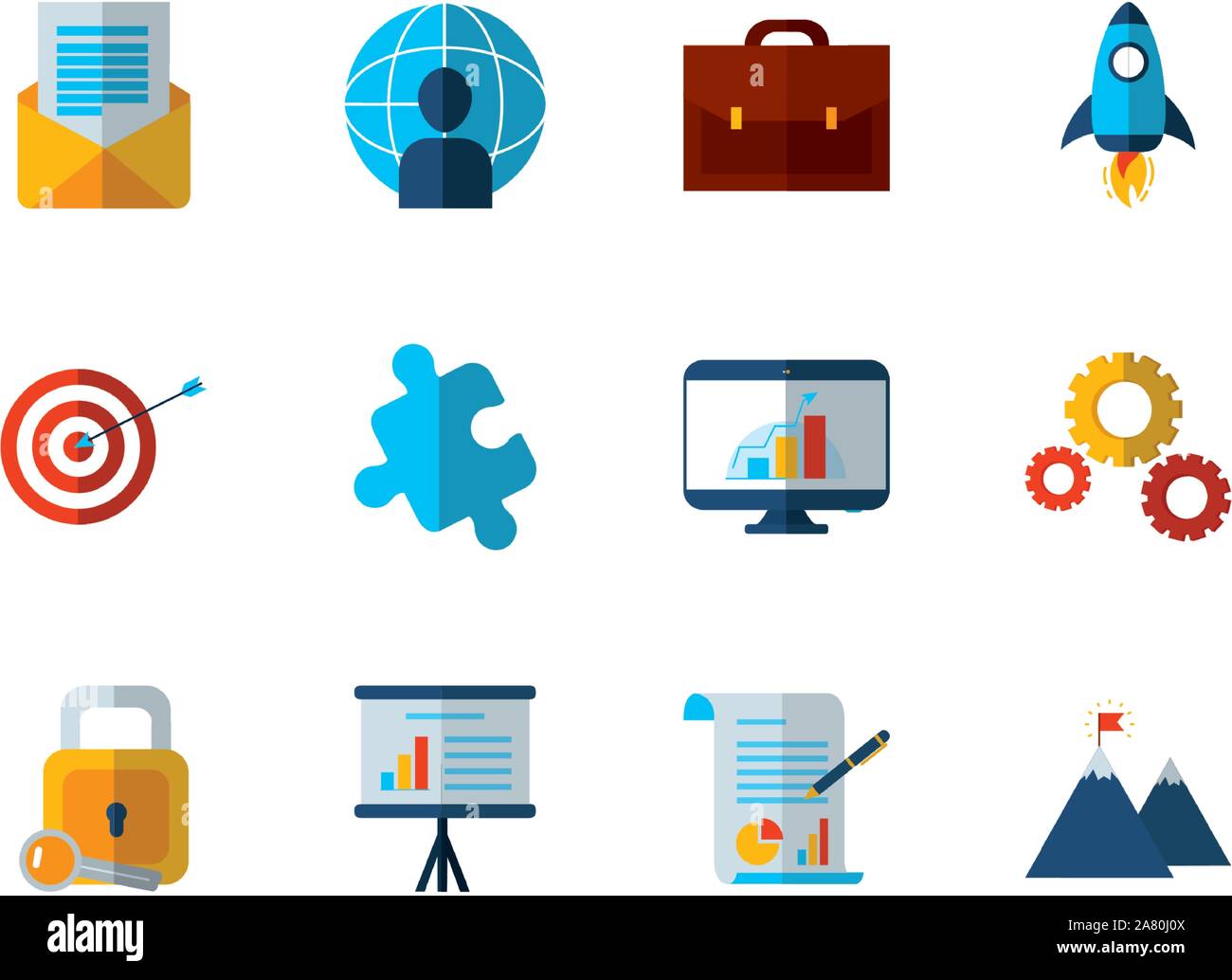 business work success finance icons set vector illustration Stock ...