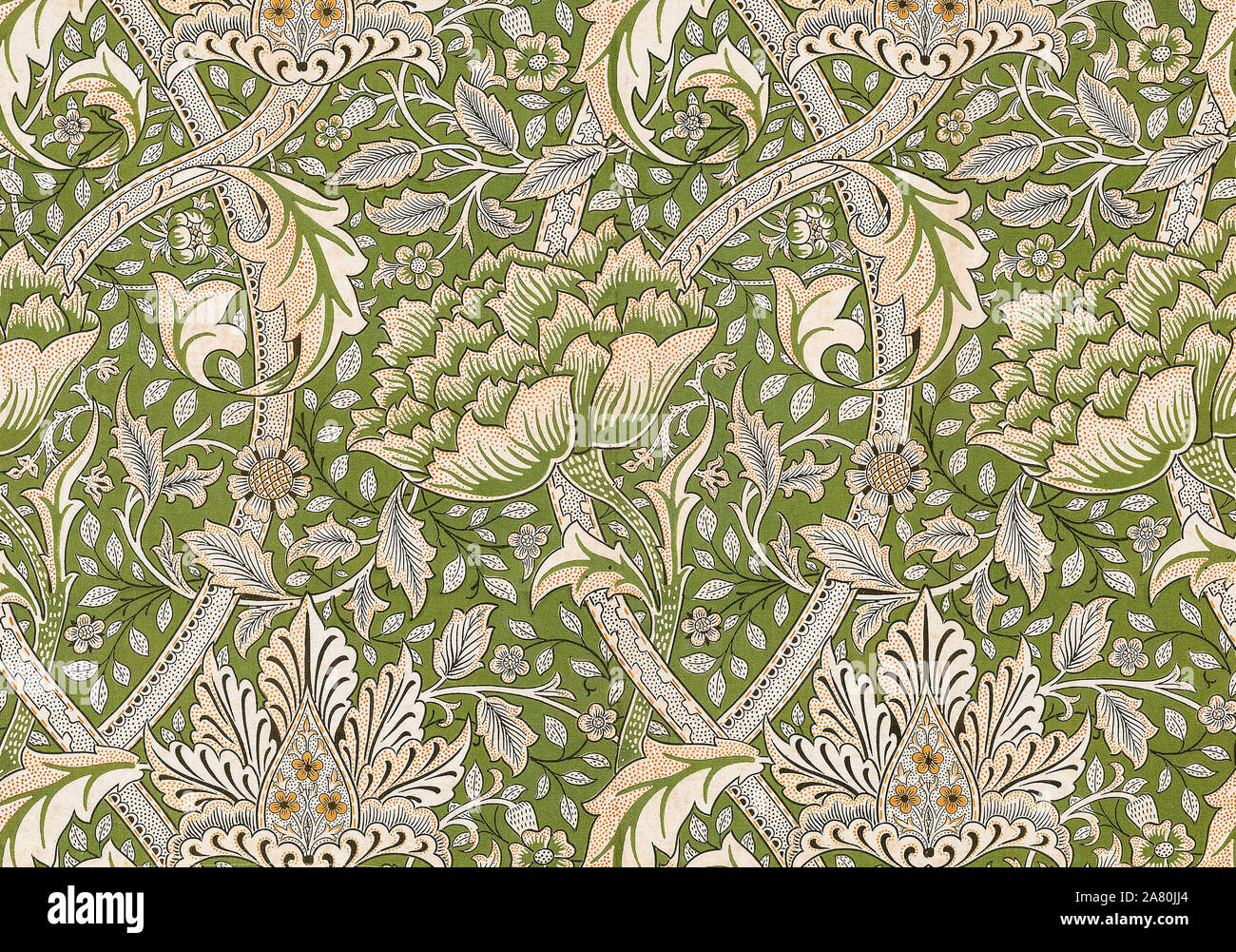 William Morris, Fabric pattern, Windrush (panel), woodcut print, 1883 Stock Photo