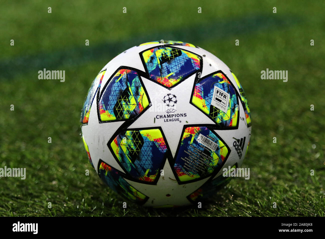 Prague Czechia October 23 2019 Official Uefa Champions League Match Ball On The Grass During The Uefa Champions League Game Between Barcelona And Slavia Praha At Eden Arena In Prague Stock Photo Alamy