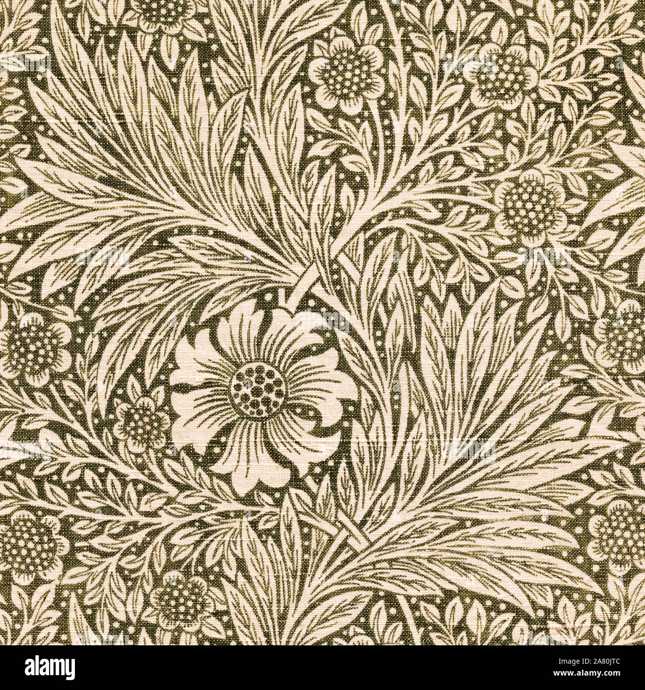 William Morris, Fabric pattern, Marigold, woodcut print, detail, 1801-1899, Arts and Crafts Movement Stock Photo