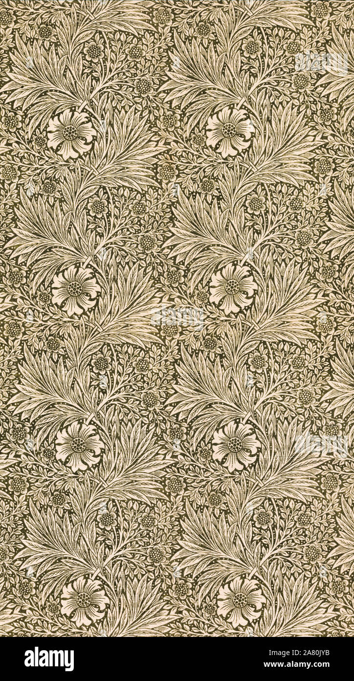 William Morris, Fabric pattern, Marigold, woodcut print, 1801-1899 Stock Photo