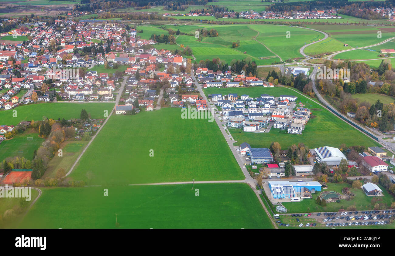 aerial-view-of-the-little-town-and-green-fields-stock-photo-alamy