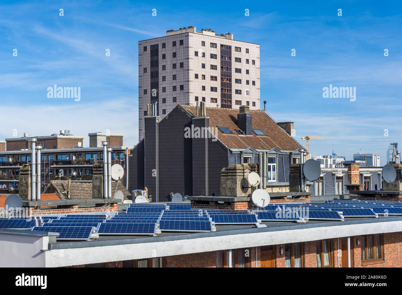Rooftop solar panels on apartments Brussels, Belgium Stock Photo Alamy