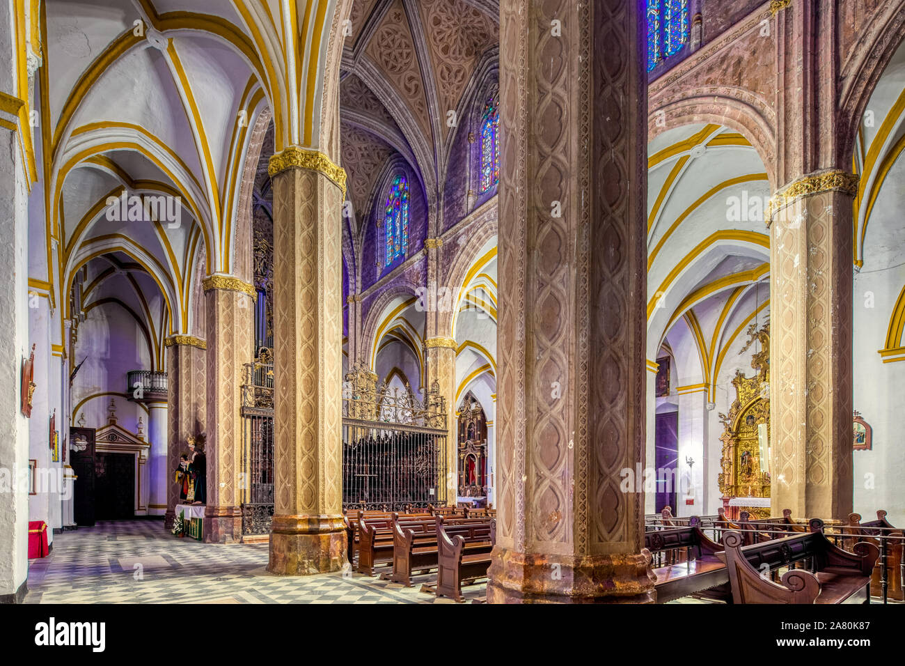 Interior of Santa Maria de la Mesa church, Utrera (Seville, Spain). Stock Photo
