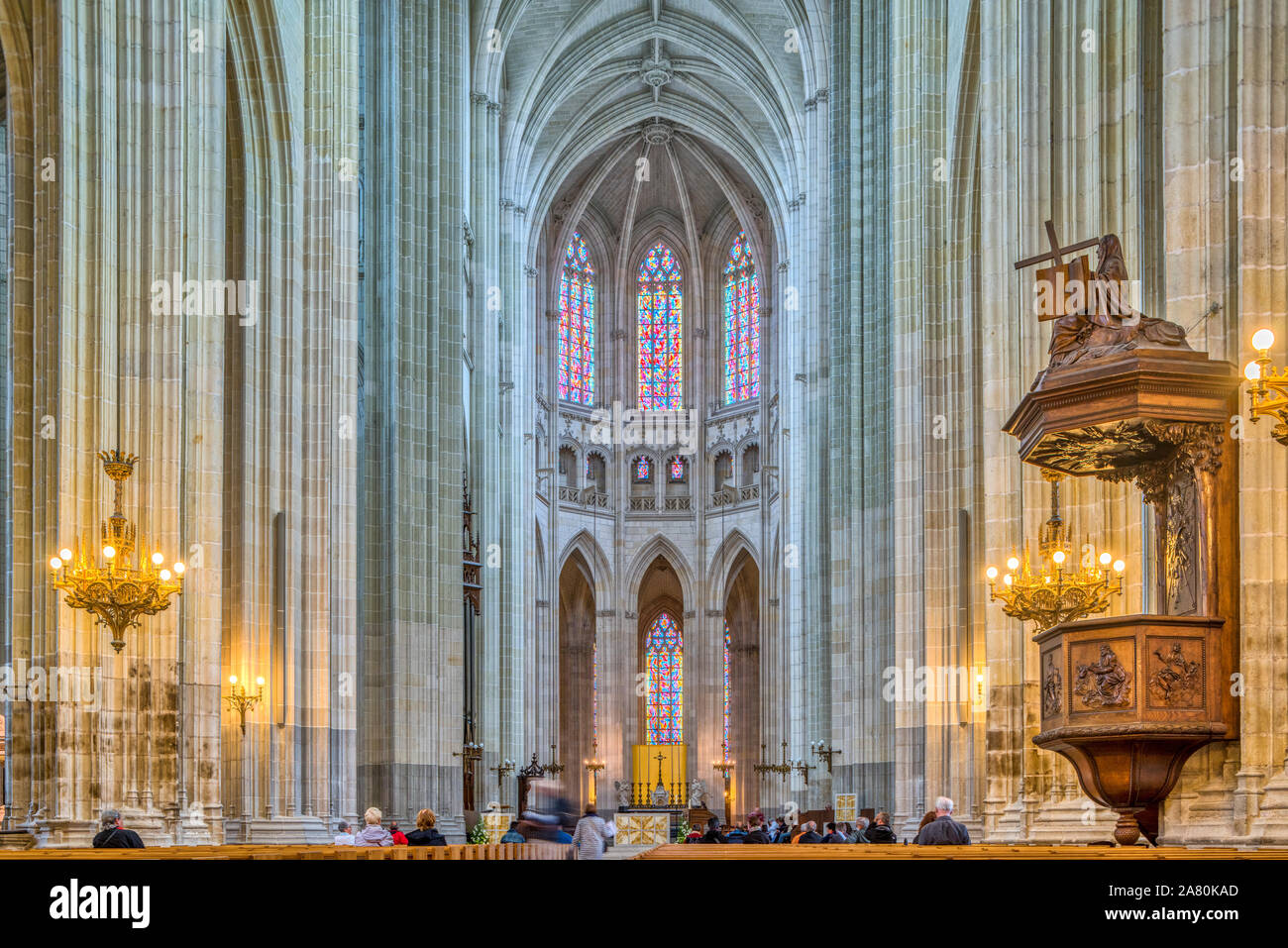 Interior of the Cathedral of St. Peter and St. Paul, Nantes, Pays de la Loire, France. Stock Photo