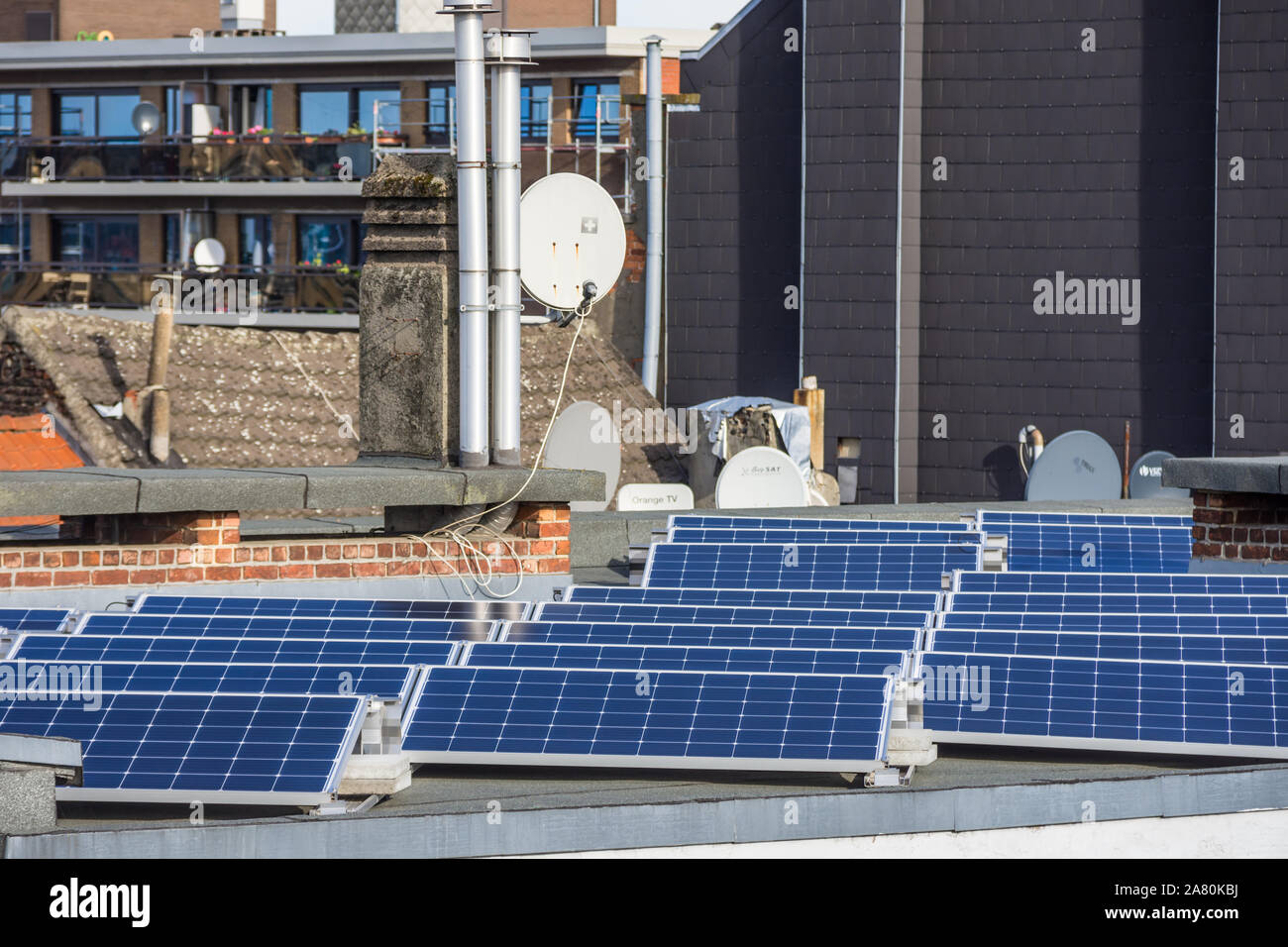 Rooftop solar panels on apartments Brussels, Belgium Stock Photo Alamy