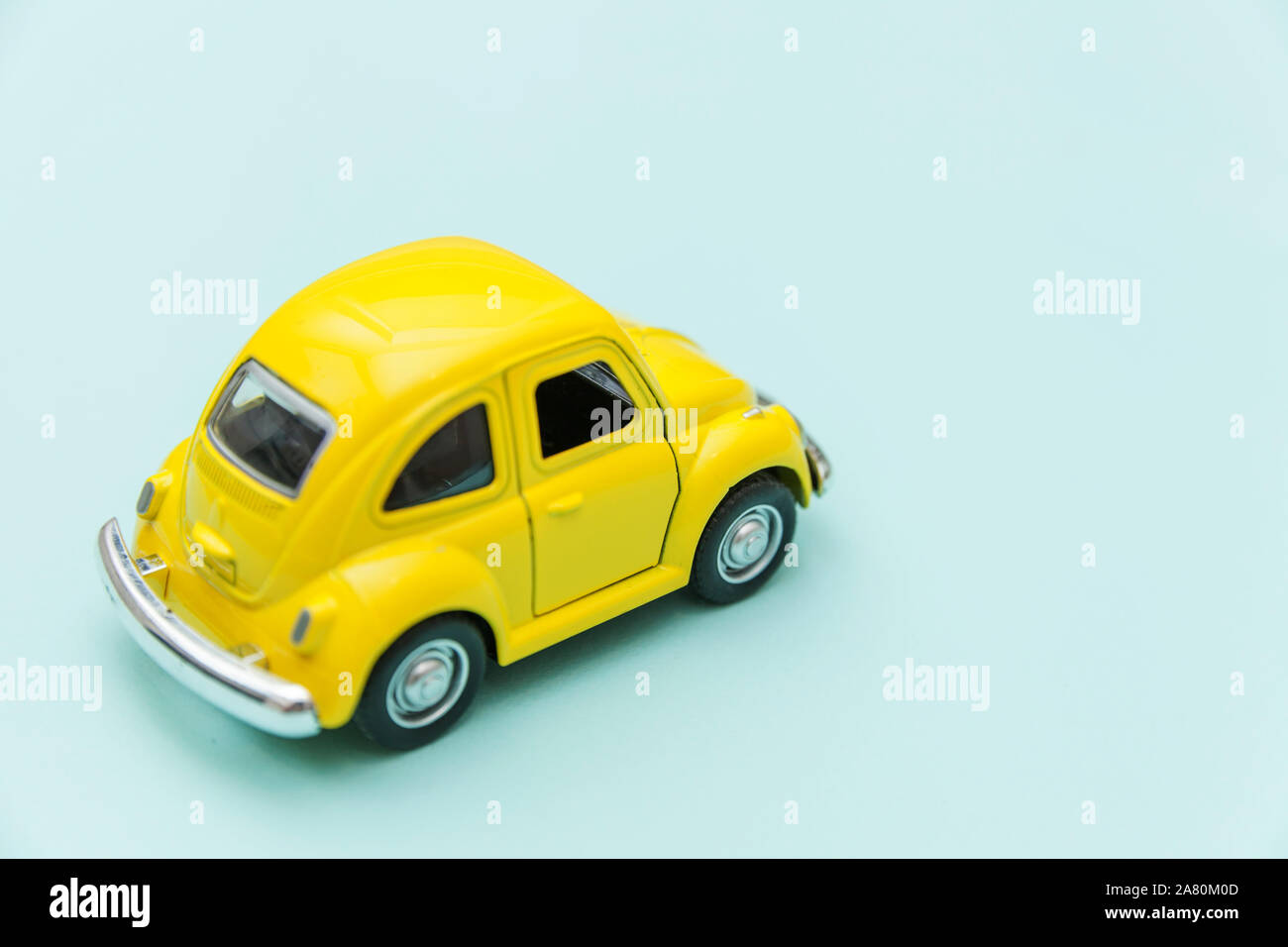 Simply Design With Yellow Vintage Retro Toy Car Isolated On Blue Pastel Colorful Background Automobile And Transportation Symbol City Traffic Delivery Concept Copy Space For Text Stock Photo Alamy