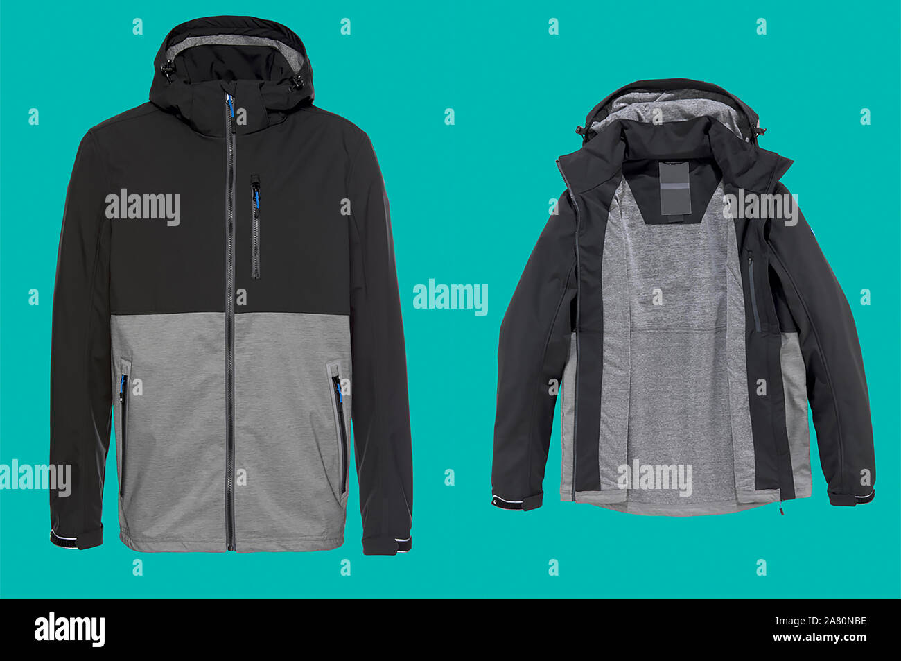 Download Winter Jacket Blank Template Isolated On Cyan Background Stock Photo Alamy