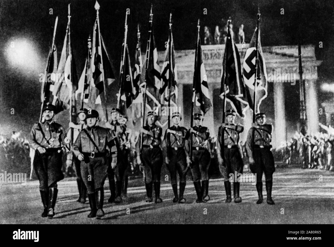 parade of the SA, Brandenburg Gate, Berlin, 1933 Stock Photo