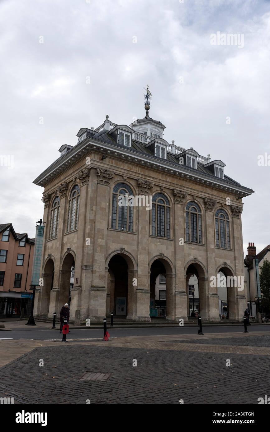 Abingdon County Hall Museum in Market Place in Abingdon-on-Thames, a historic market town in South Oxfordshire in Britain.   Abingdon, a few miles sou Stock Photo