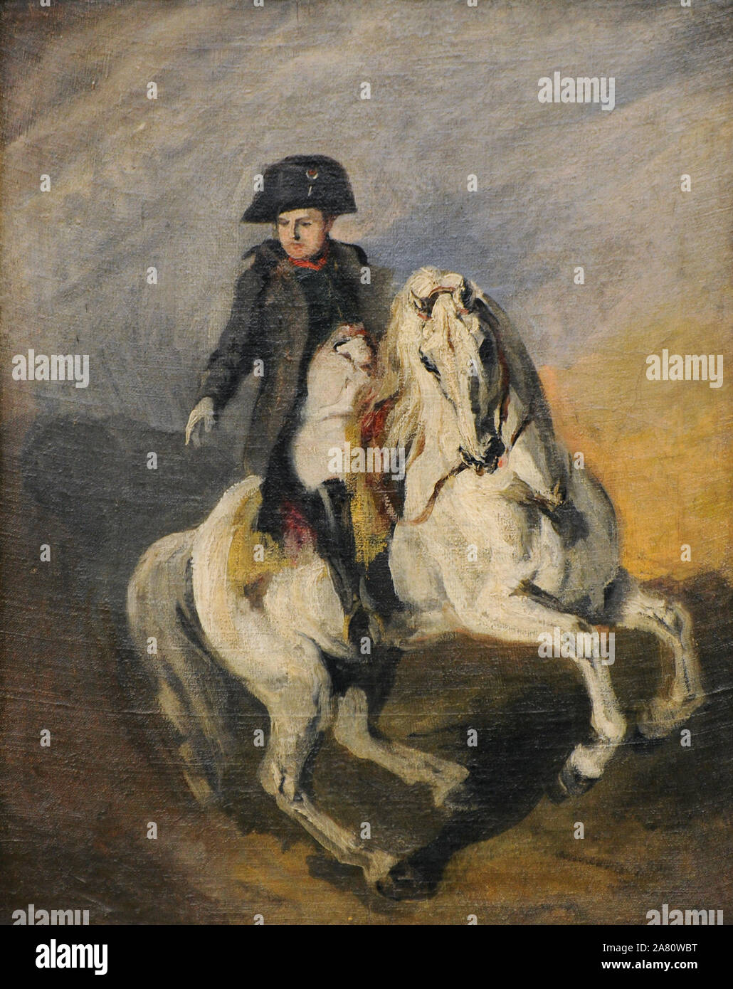 Piotr Michalowski (1800-1855). Polish painter. Napoleon on a Grey Horse, before 1846. 19th Century Polish Art Gallery (Sukiennice Museum). National Museum of Krakow. Poland. Stock Photo