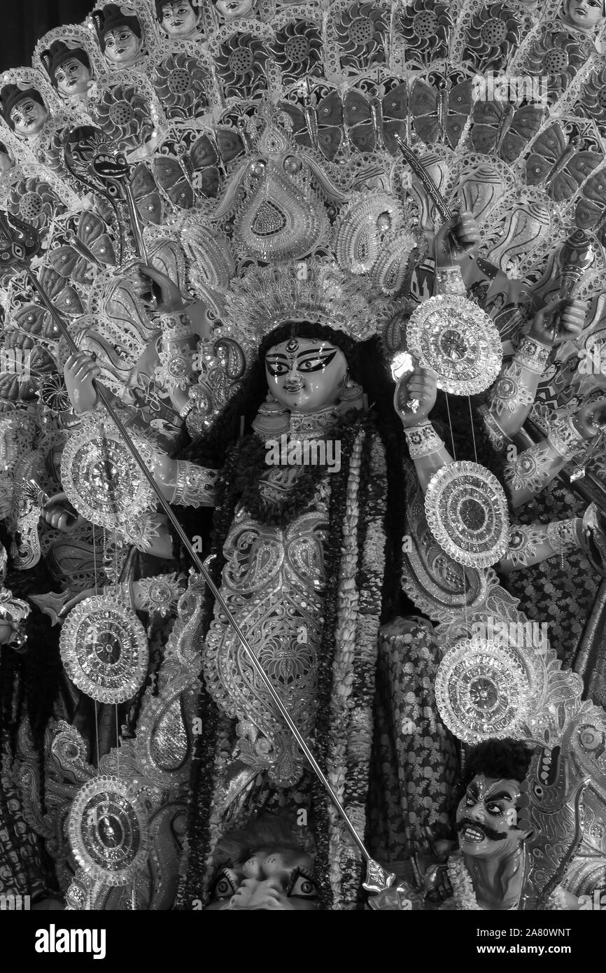 Kali Badi , CR.Park , New Delhi , India, Dt-05 Oct 2019.A View Of Durga Idiol In Puja Pandal Stock Photo