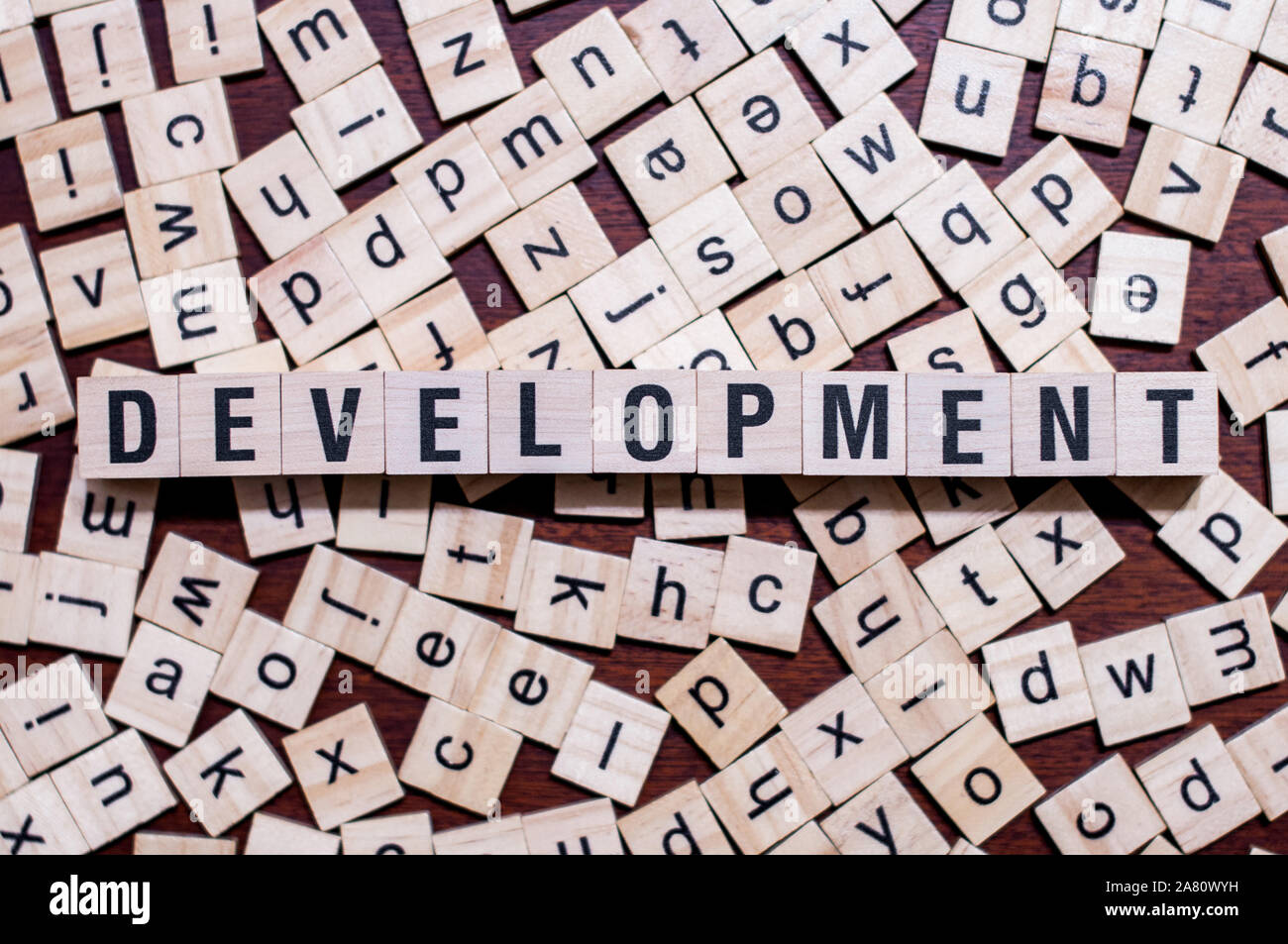 Development word concept on cubes for articles Stock Photo