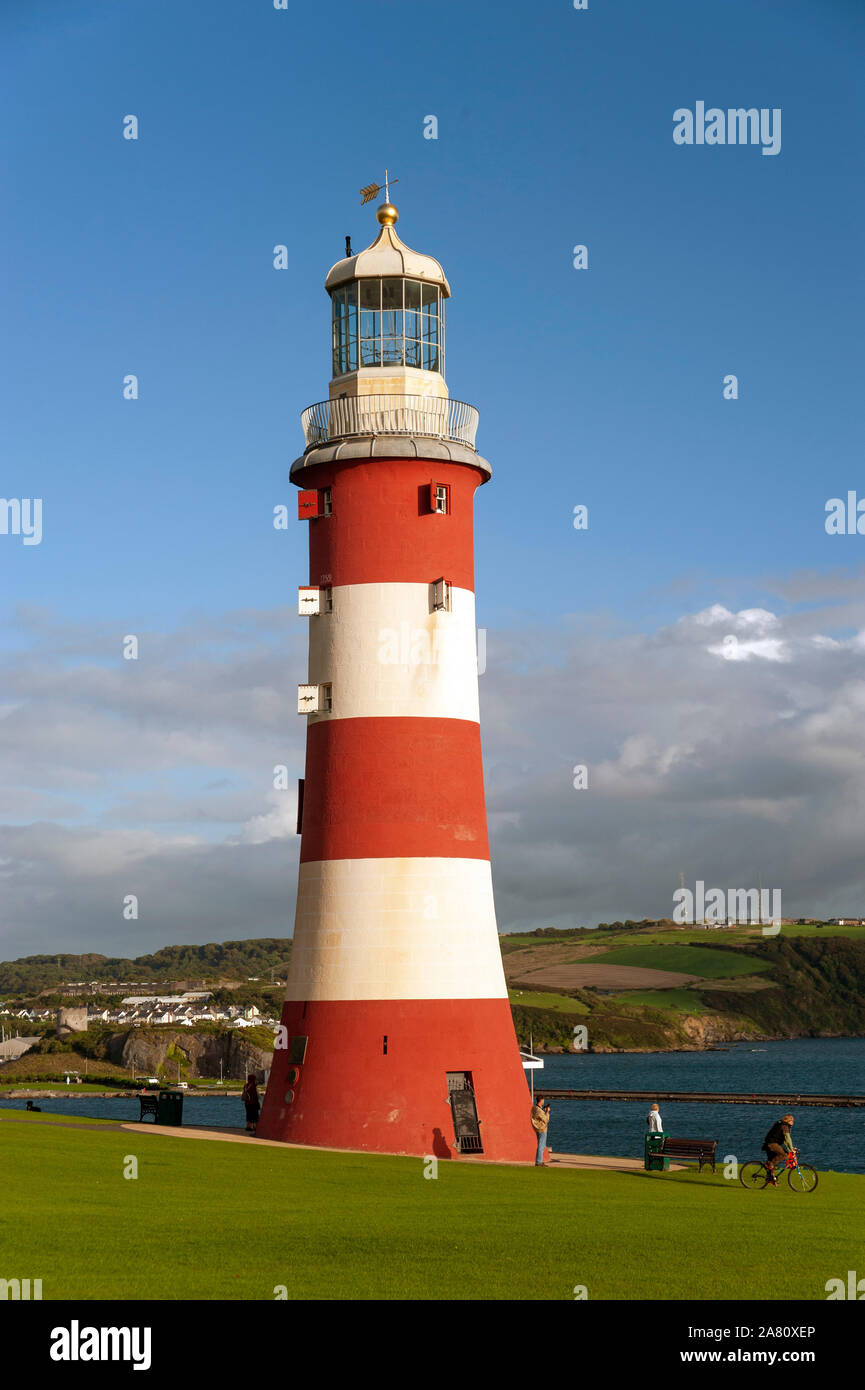 Plymouth, Smeatons Eddystone Lighthouse, 1759-1877 in Gebrauch, 1822 abgebaut und an neuen Standort transloziert Stock Photo