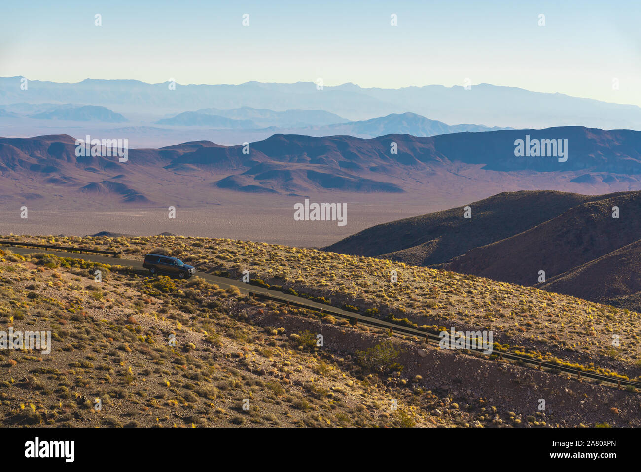 Dante's View road in Death Valley National Park. Scenic landscape,  5475 ft elevation. Stock Photo