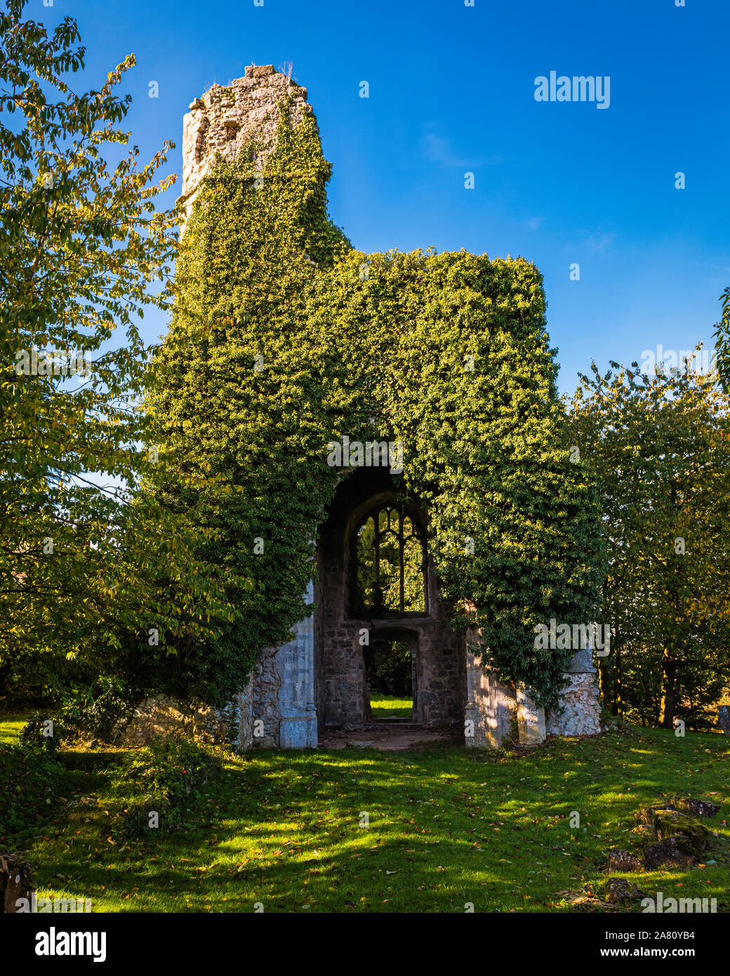 Ruins of Church of St Mary, Pluckley Road, Little Chart - Ashford, bombed in WW2 Stock Photo