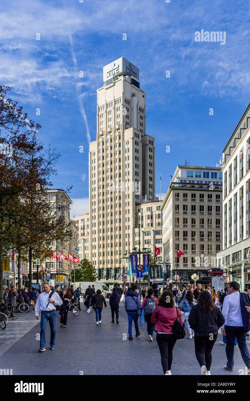 KBC Bank tower (Boerentoren or Farmer's Tower), Antwerp, Belgium. Stock Photo