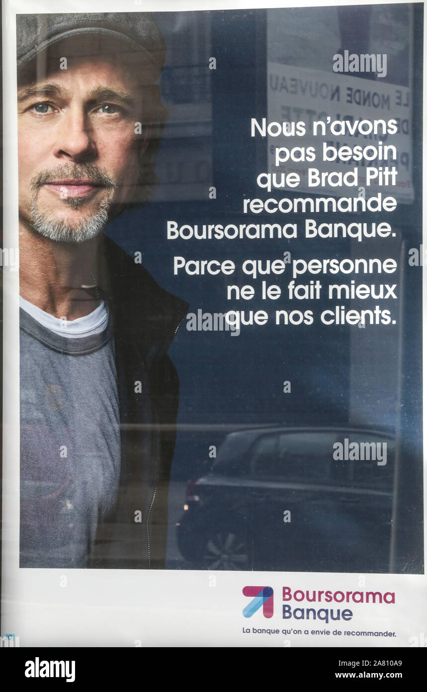 BRAD PITT IN A TELEVISION ADVERTISEMENT FOR BOURSAMA AN ONLINE BANKING Stock Photo