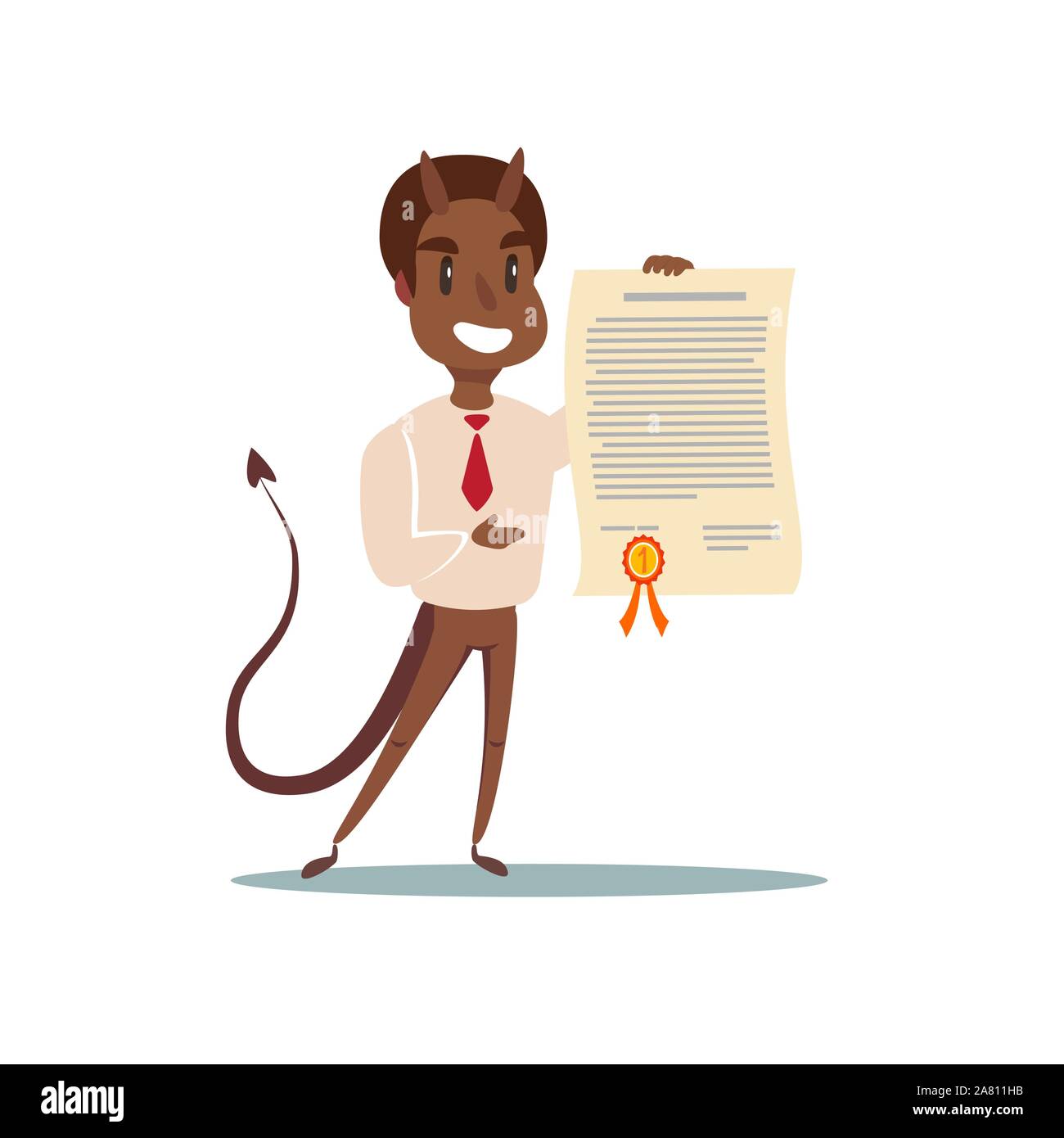 Evil businessman offering contract. Devil's contract. Stock Vector