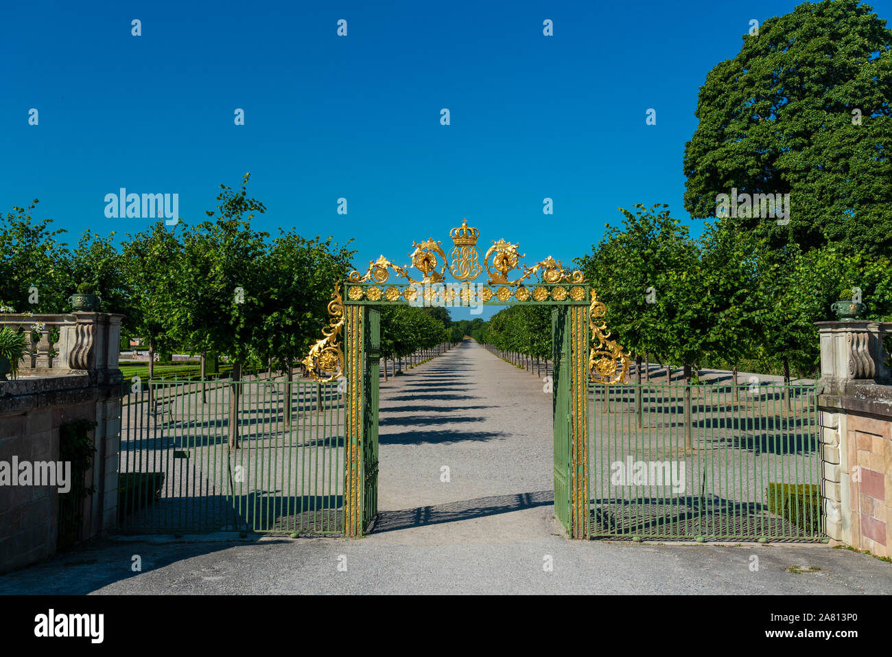 A Golden Gate To The Gardens At Drottningholm Palace Near