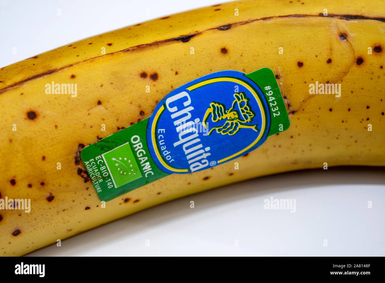 Chiquita banana imported from Ecuador Stock Photo