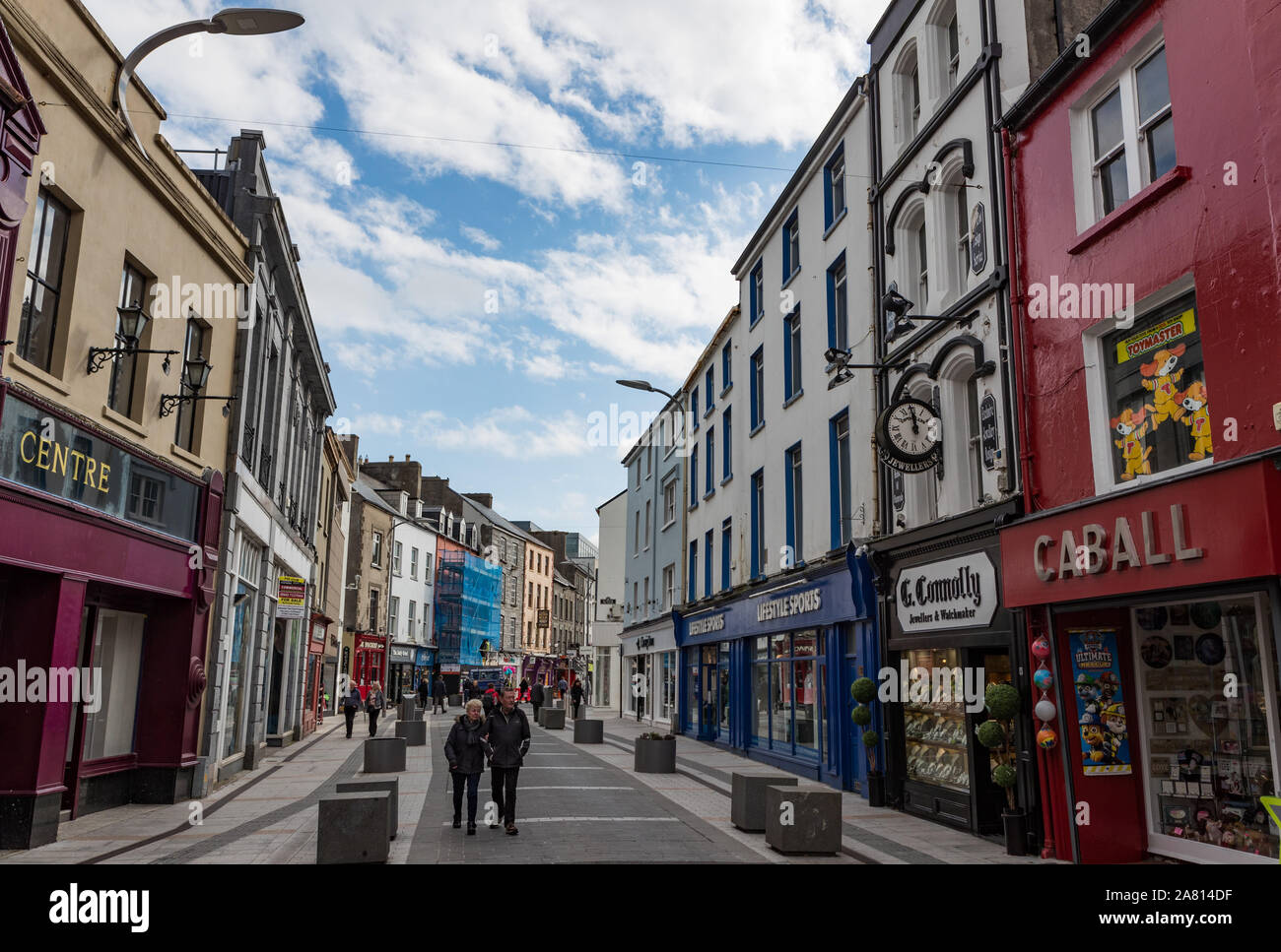 Tralee, Ireland - 1st April 2019:  The mall pedestrian street in the town of Tralee Stock Photo