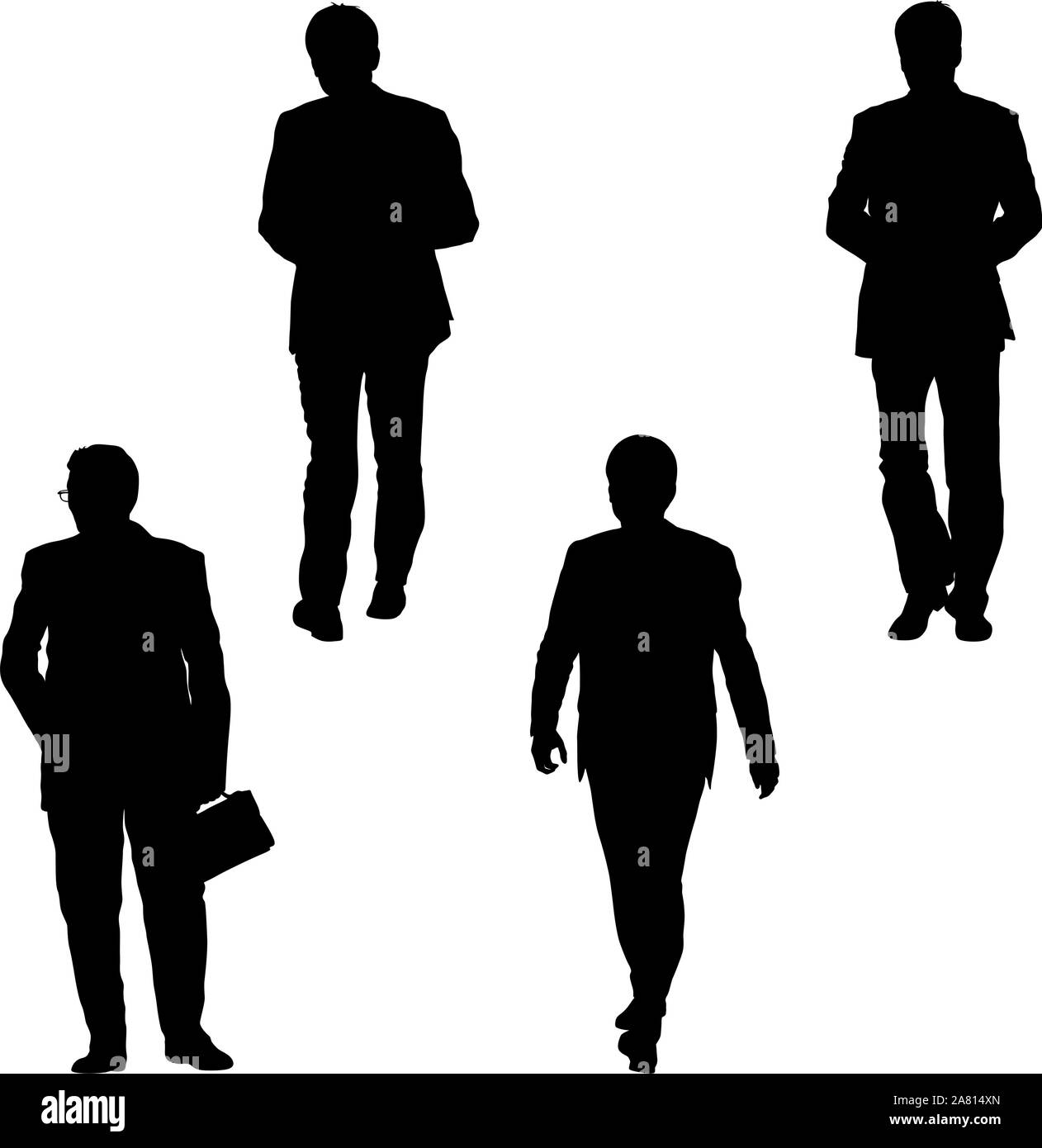 Set Silhouette Businessman Man In Suit On A White Background Stock