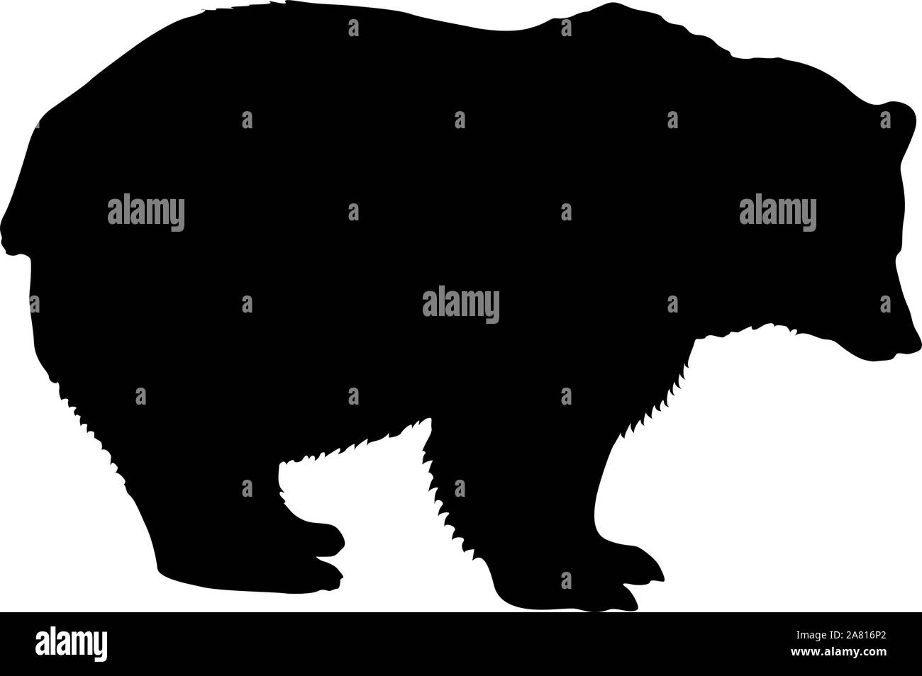Silhouette brown bear on a white background. Stock Vector