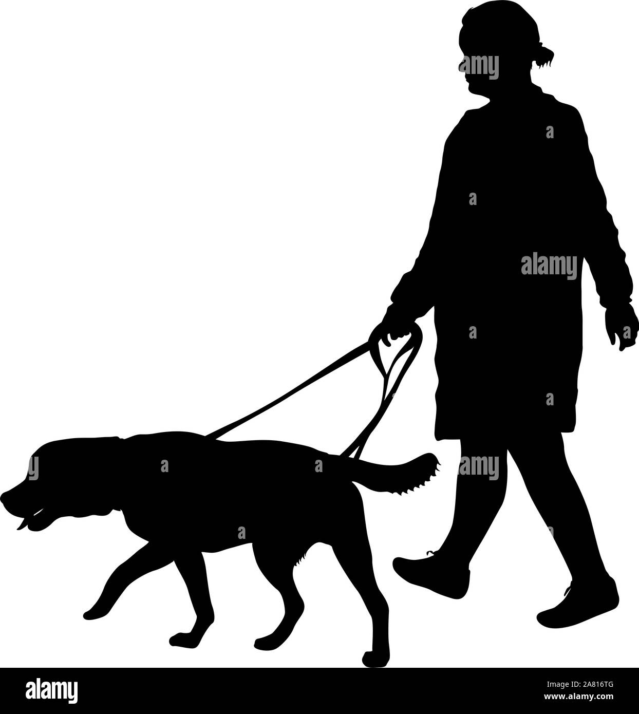 Silhouette of woman and dog on a white background Stock Vector Image ...