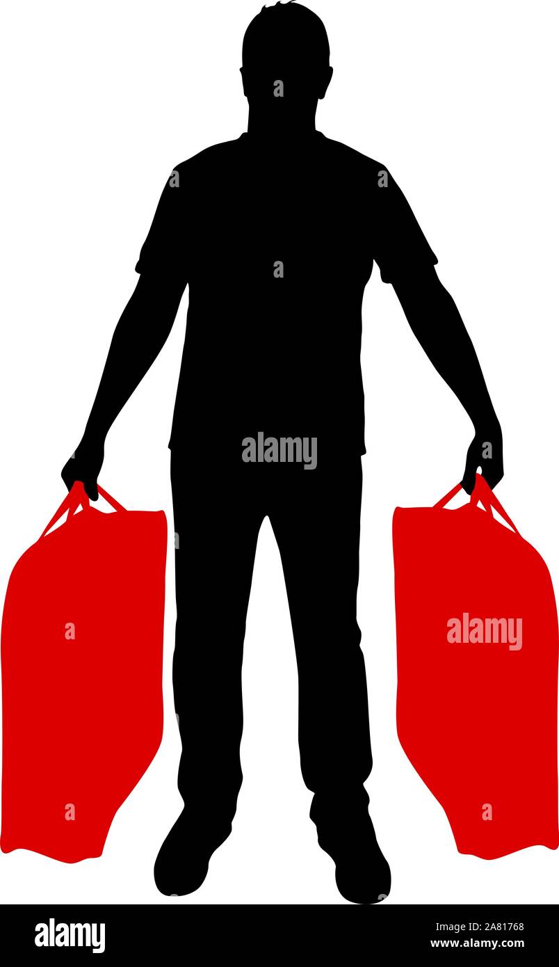 Silhouette of a man with a briefcase in hand, on a white background ...