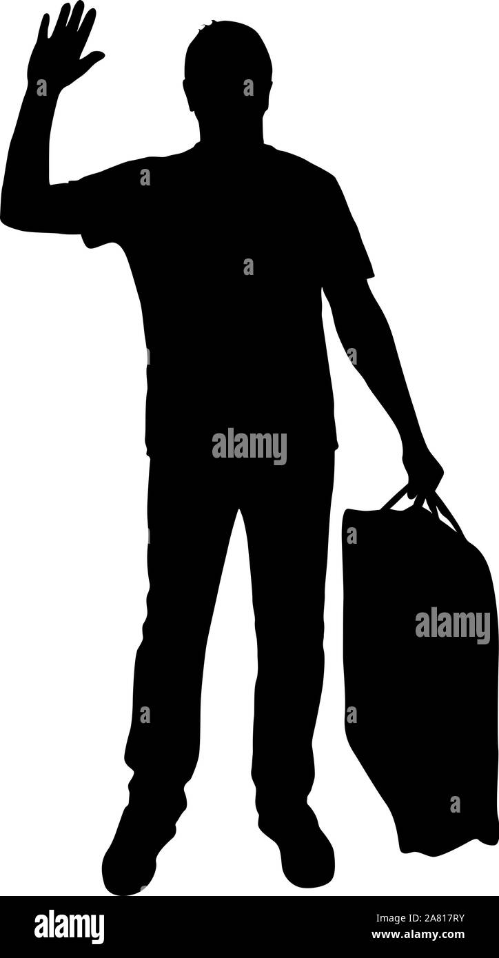 Silhouette of a man with a briefcase in hand, on a white background ...