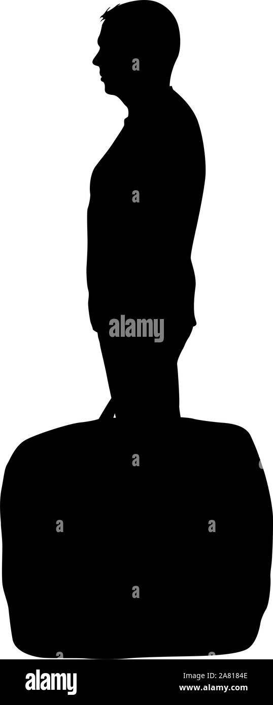 Silhouette of a man with a briefcase in hand, on a white background ...