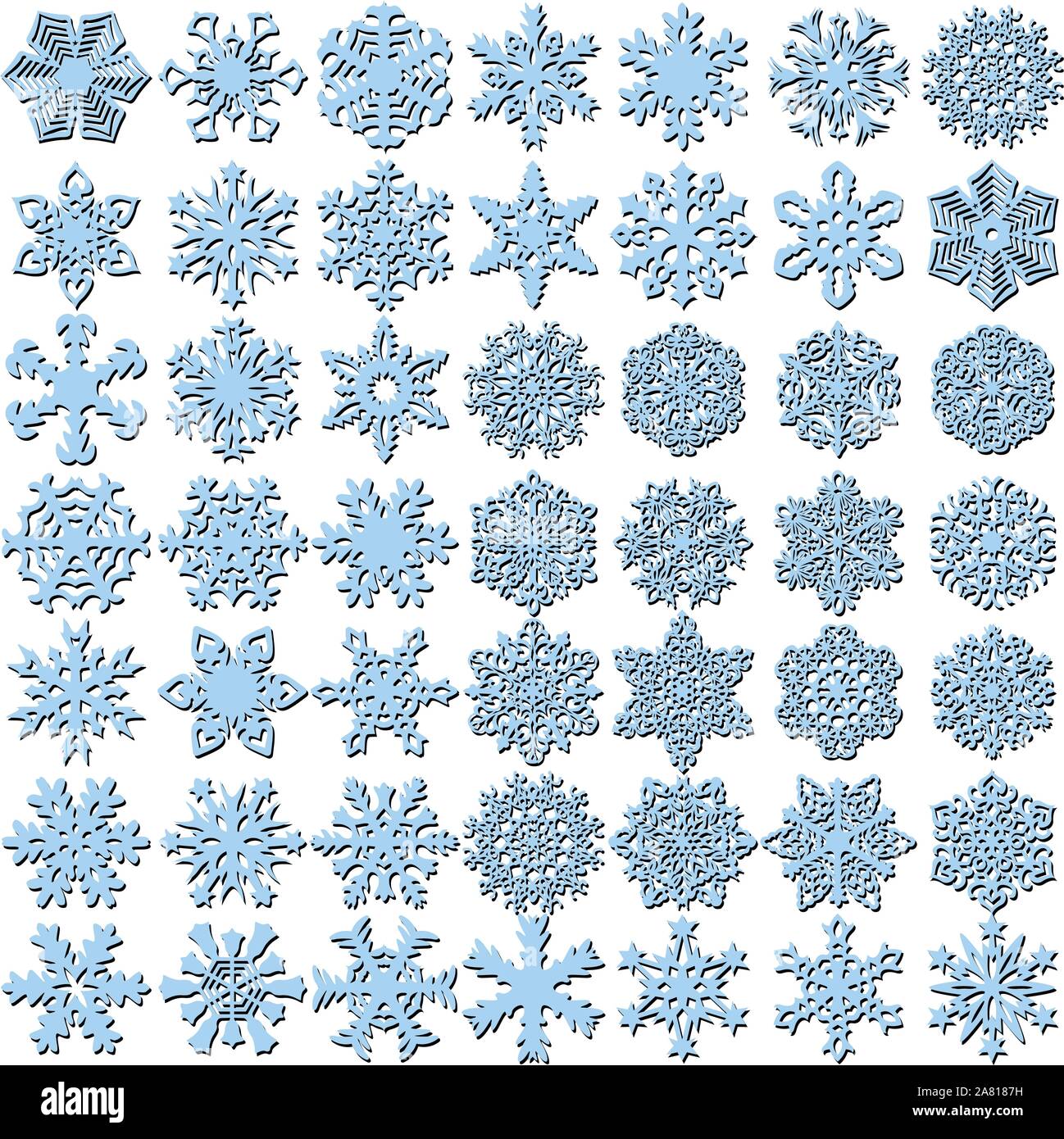 Set silhouette of snowflakes icons on white background Stock Vector ...
